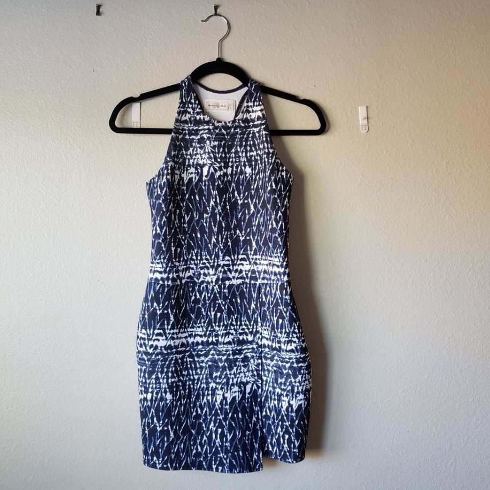 Abercrombie & Fitch Blue Pattern Cocktail Bodycon Dress XS